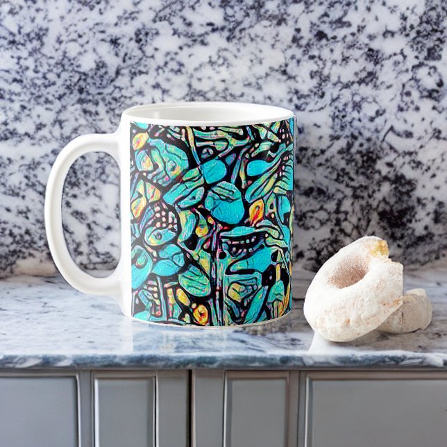 Mug Coupe d'Art Moderne Floral Bleu (Créateur téléchargé)