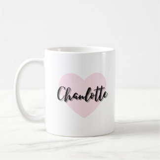 Mug Coupe de café Coeur rose Motif mignonne "Chanlotte