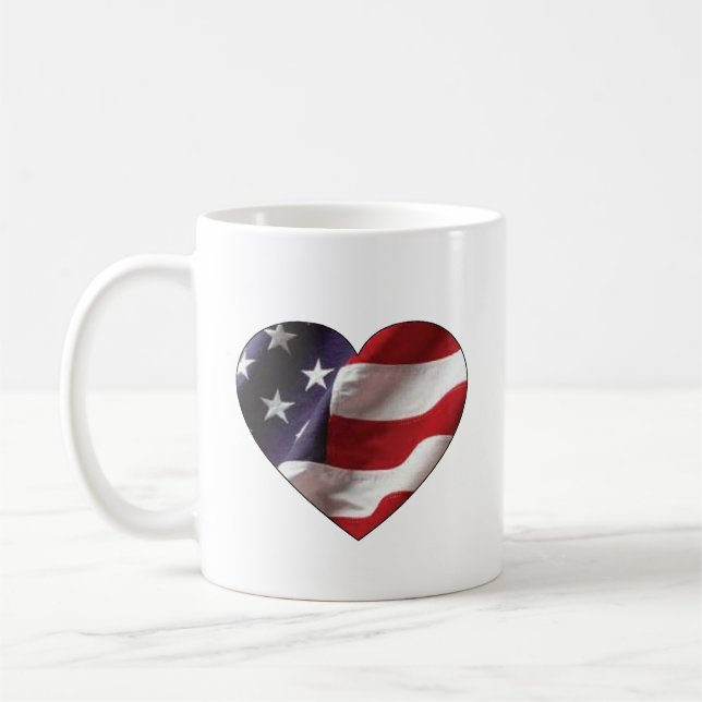 Mug Coupe de café : Drapeau dans le coeur (Gauche)