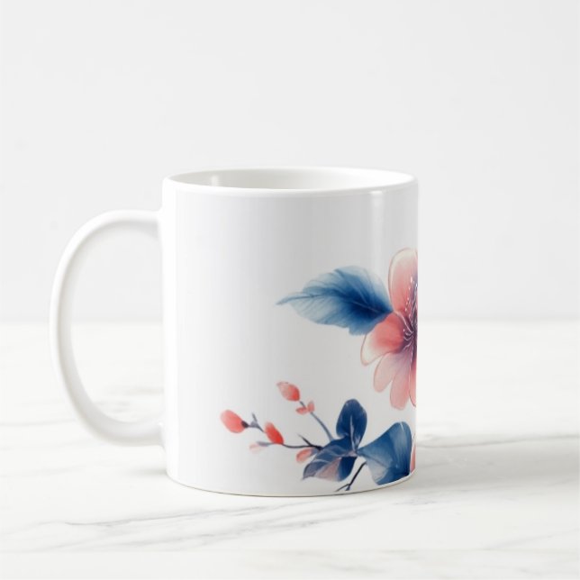 Mug Coupe de motif de fleurs (Gauche)