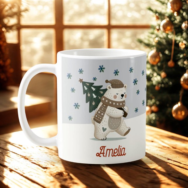 Mug Coupe de neige d'ours polaire mignonne Nom du dess (Créateur téléchargé)