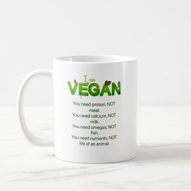 Mug Coupe de slogan végétalien. (Gauche)