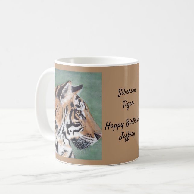 Mug Coupe de thé à café TIGER aquarelle originale (Devant gauche)