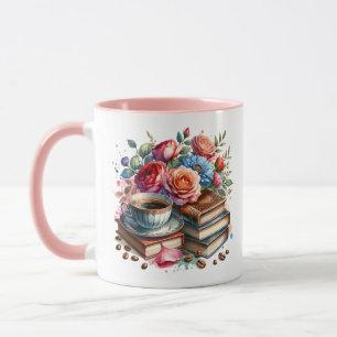 Mug Coupe et fleur de café Vintage Lise et brillante