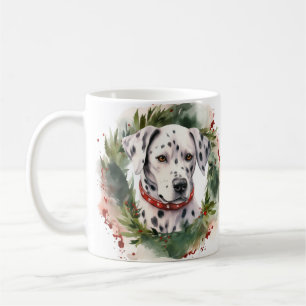Mug Coupe festive de la couronne de Noël dalmate