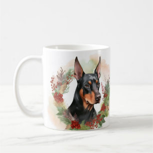 Mug Coupe festive Doberman Christmas Wreath