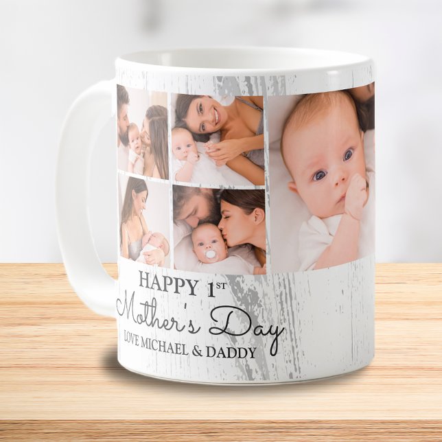 Mug Coupe photo moderne Happy First Mothers Day (Cute Modern Photo Collage Happy First Mothers Day Coffee Mug)