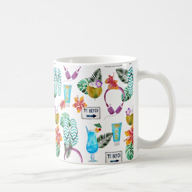 Mug Coupe Thème Plage Café (Droite)