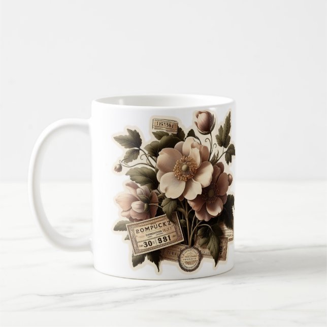 Mug Coupe vintage de fleurs botaniques (Gauche)