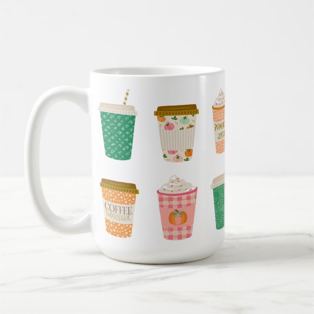 Mug Coupes de café d'automne | Latte d'épices Citrouil (Gauche)