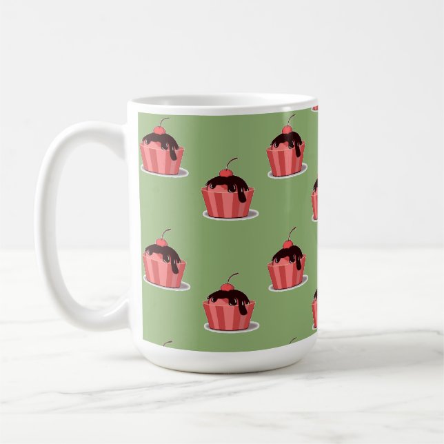 Mug Coupes de crème glacée rose sur vert (Gauche)