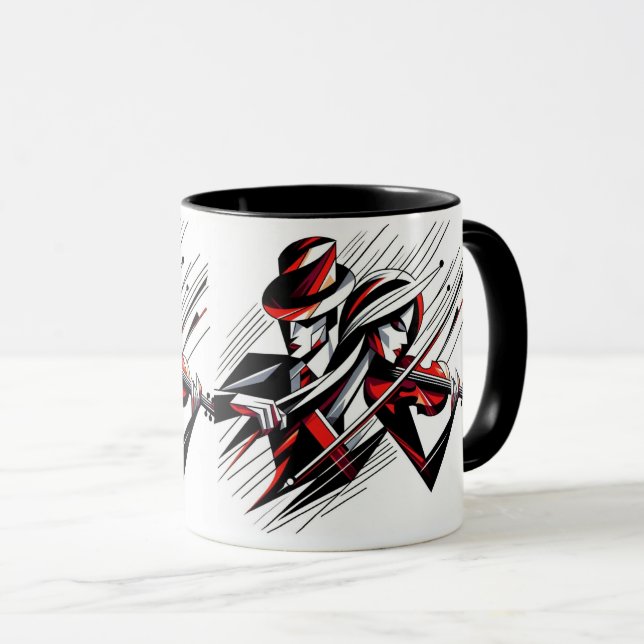 Mug Couple abstrait avec violon (Devant droit)