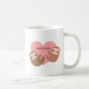 Mug Couple de paresseux mignon qui s'embrasse sur un c