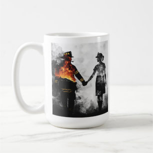 Mug Couple de pompier et infirmière en silhouette