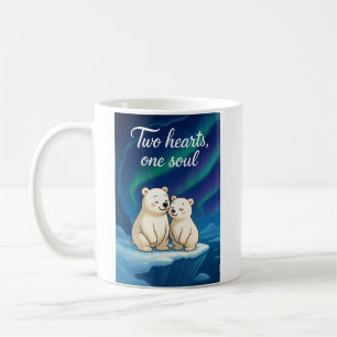 Mug Couple d'ours polaire mignon sous les lumières du 