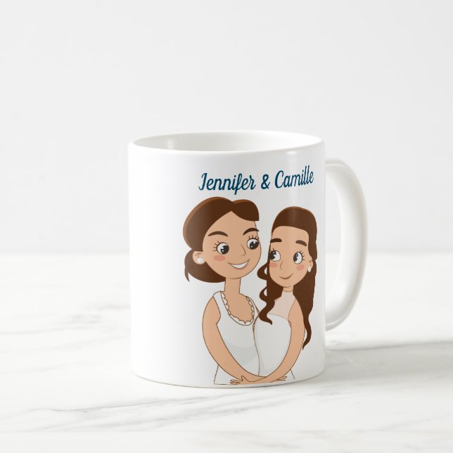 Mug Couple Lesbien Mariage Personnalisé (Devant droit)