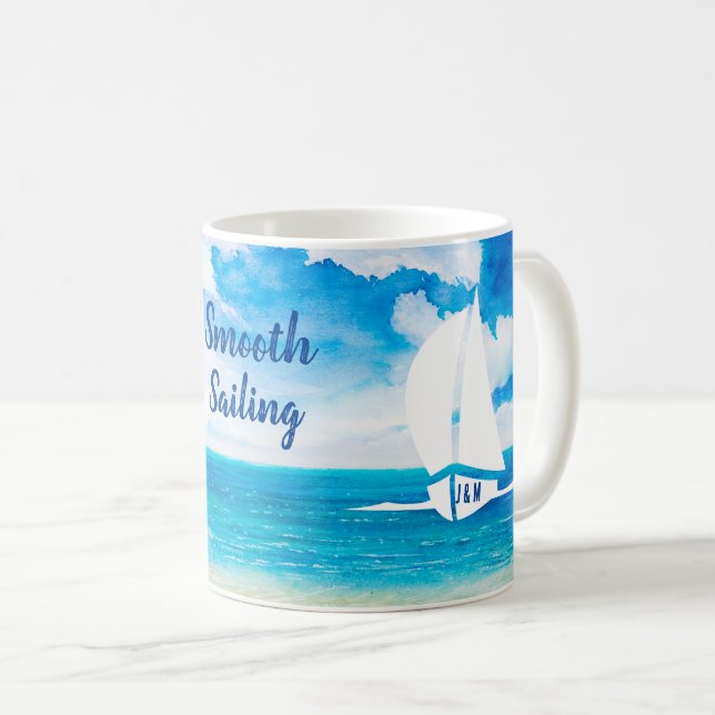 Mug Couples à voile fluides sur la mer Personnalisé (Devant droit)