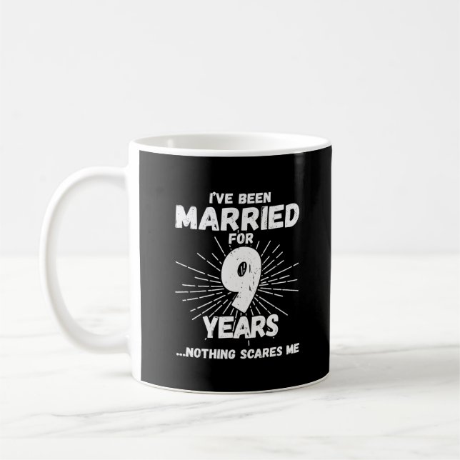 Mug Couples Mariés 9 Ans Drôle 9e Anniversaire de Mari (Gauche)