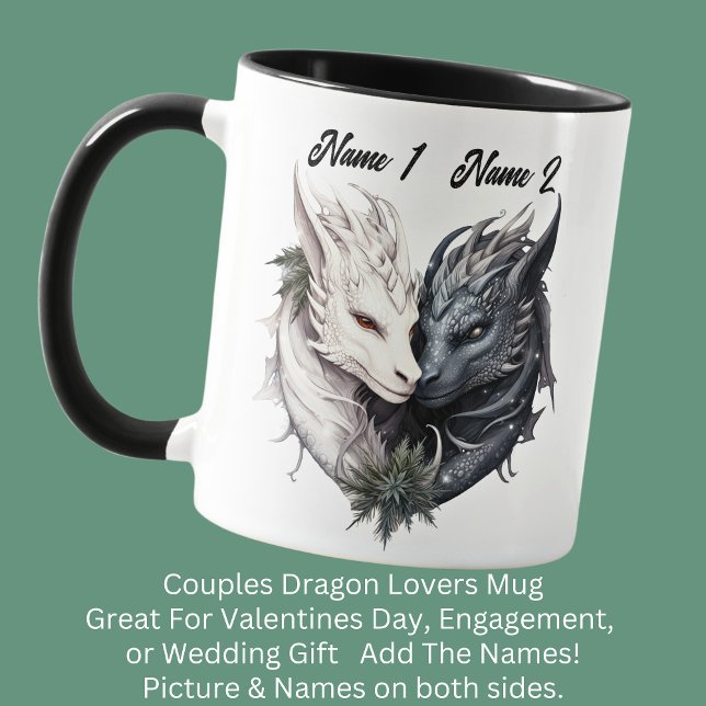 Mug Couples Noms Dragons Noir & Blanc, pour les amoure (Créateur téléchargé)