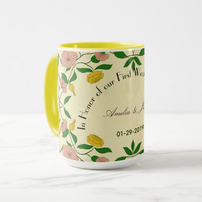 Mug Couples personnalisés 1er anniversaire Mariage (Devant gauche)