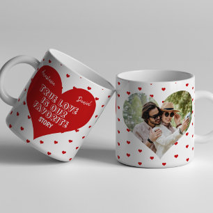 Mug Couples personnalisés noms de photo en forme de co