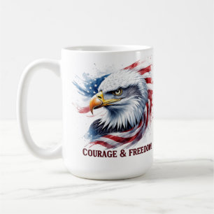 Mug Courage & Liberté Drapeau USA Cadeau Patriotique