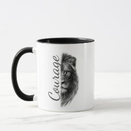 Mug Courage Lion Artistique Minimal- 