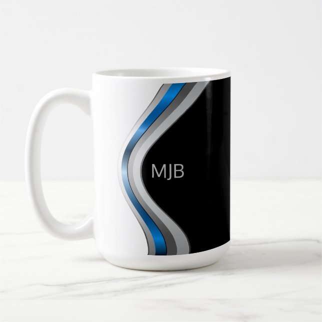 Mug Courbes métalliques fines avec votre monogramme (Gauche)