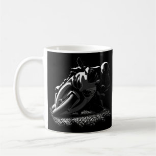Mug Coureur blanc de rue de moto