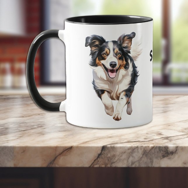 Mug Courir la frontière Collie Chien Saisir le jour (Créateur téléchargé)