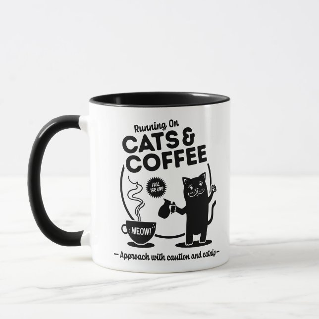 Mug Courir sur Chats et Café 11 oz. Combo (Gauche)