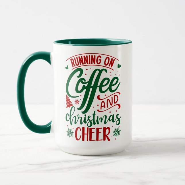 Mug Courir Sur Le Café Et La Soirée De Noël (Gauche)