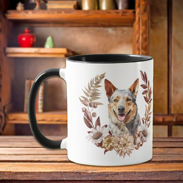 Mug Couronne d'automne de chien de bétail australien (Créateur téléchargé)