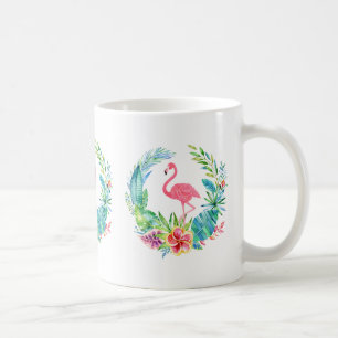 Mug Couronne de flamants roses et fleurs tropicales