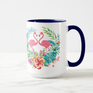 Mug Couronne de fleurs tropicales de flamants roses