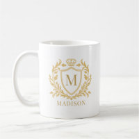 Couronne de monogramme de blason héraldique en or