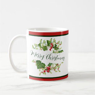 Mug Couronne de Noël aquarelle personnalisée pour les 