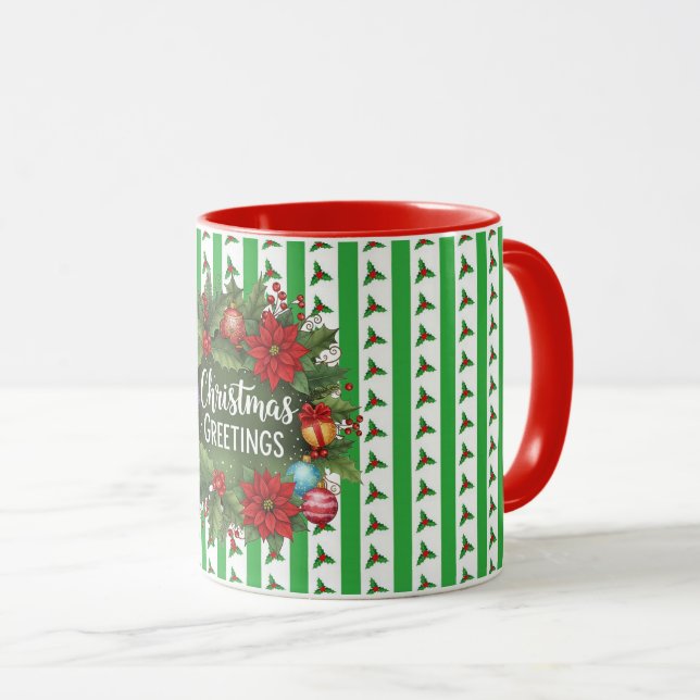 Mug Couronne de Noël aux couleurs des fêtes (Devant droit)