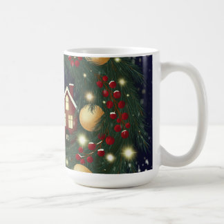 Mug Couronne de Noël avec branches de pin