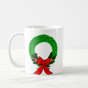 Mug Couronne de Noël classique avec nœud rouge