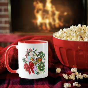 Mug Couronne de Noël Dragon Chinois Fantastique