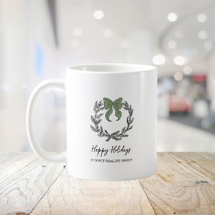 Mug Couronne de Noël élégante verte et noire pour les