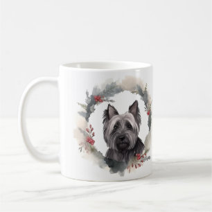 Mug Couronne de Noël festive Terrier de Skye Chien fes