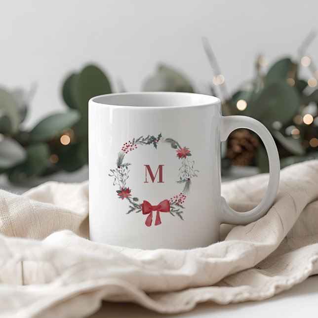 Mug Couronne de Noël rustique cadeau de vacances initi (Créateur téléchargé)