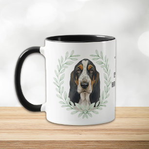 Mug Couronne d'eucalyptus Basset Hound Chien Monogramm