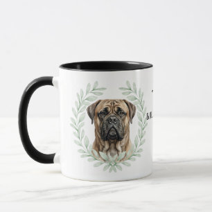 Mug Couronne d'eucalyptus Bullmastiff Chien Monogramme