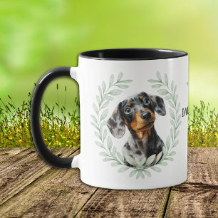 Mug Couronne d'eucalyptus Dachshund Chien Monogramme