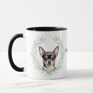 Mug Couronne d'eucalyptus Monogramme Chien Chihuahua B