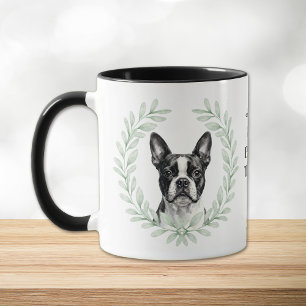 Mug Couronne d'eucalyptus Terrier de Boston Monogramme
