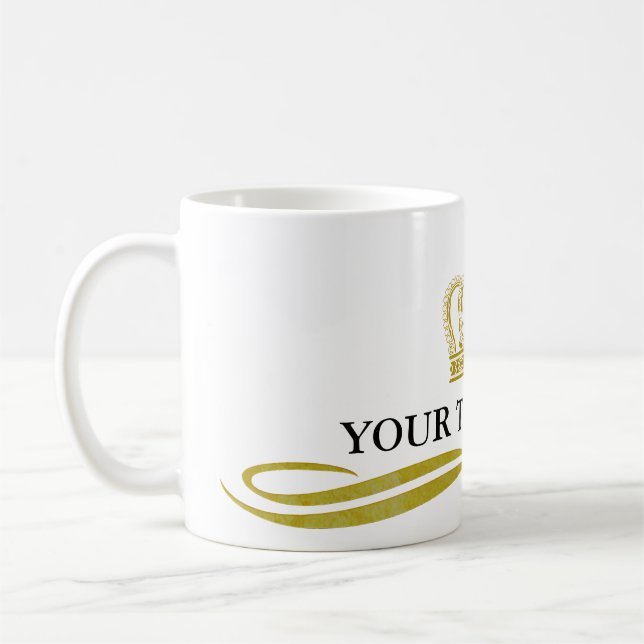Mug Couronne d'or + votre texte et arrière - plan (Gauche)